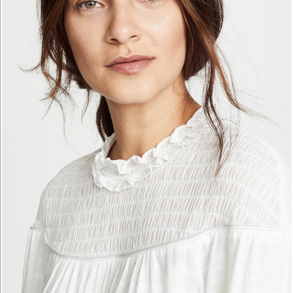 Ramy Brook Josephine Smocked  Ruffle Top